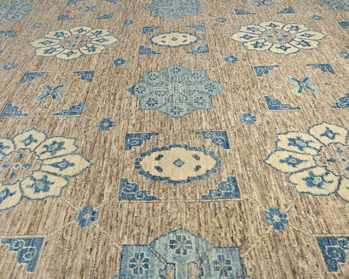 8x10 Zeigler Light Brown Afghan Hand Knotted Wool Area Rug